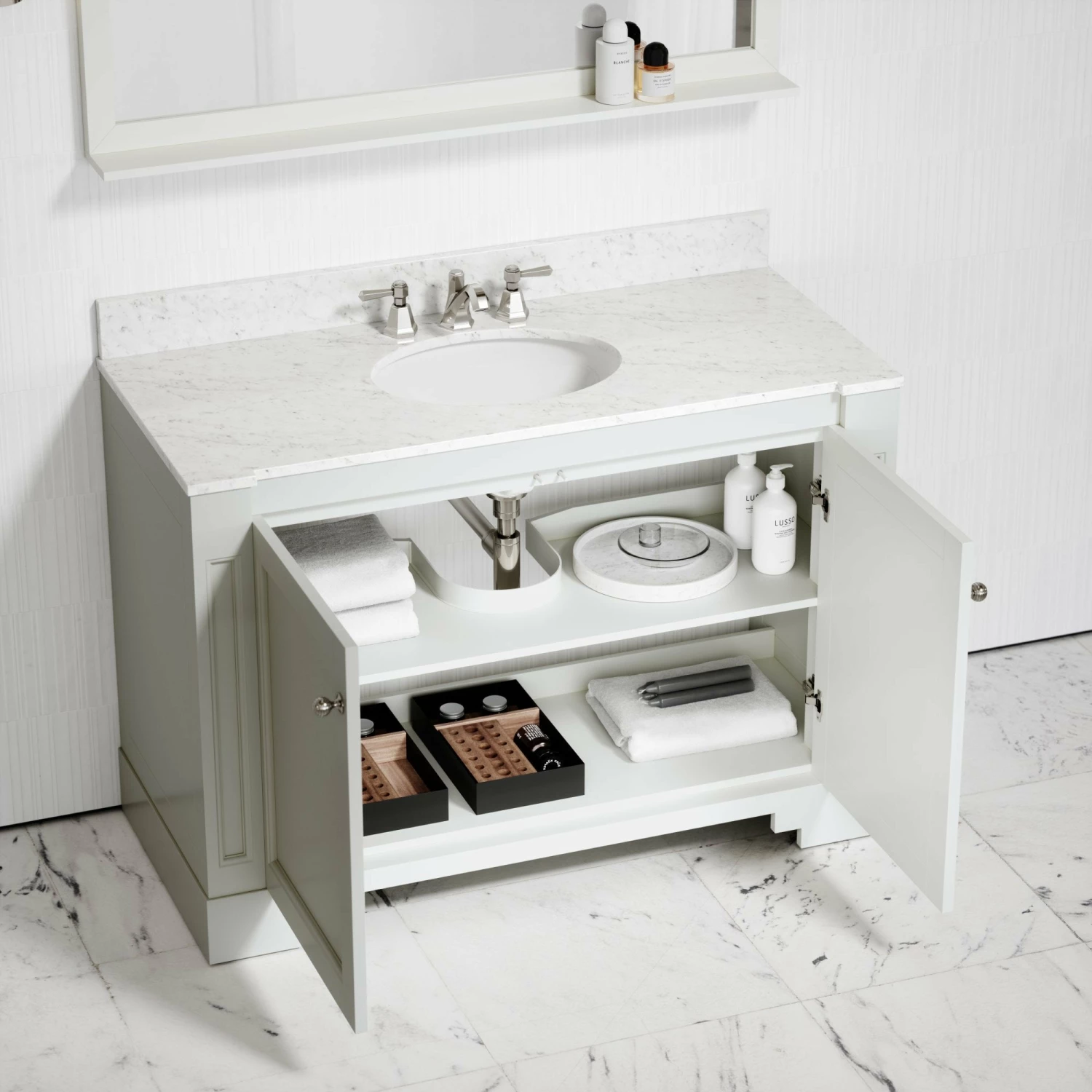 Eaton Carrara Marble Floorstanding Vanity Unit (Matte Cream) 1200mm 4 Eaton Carrara Marble Floorstanding Vanity Unit (Matte Cream) 1200mm - Image 2