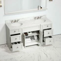 Eaton Carrara Marble Floorstanding Vanity Unit (Matte Cream) 1600mm -LUSSOSTONE Shop eaton carrara marble floorstanding vanity unit matte cream 1600mm p3770 24661 zoom