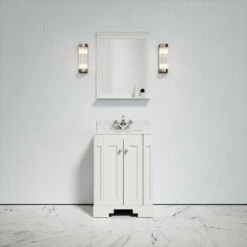 Eaton Carrara Marble Floorstanding Vanity Unit (Matte Cream) 600mm