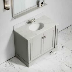 Eaton Carrara Marble Floorstanding Vanity Unit (Matte Stone) 1000mm -LUSSOSTONE Shop eaton carrara marble floorstanding vanity unit matte stone 1000mm p3773 18773 zoom