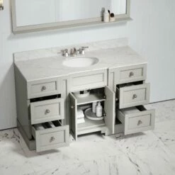 Eaton Carrara Marble Floorstanding Vanity Unit (Matte Stone) 1400mm -LUSSOSTONE Shop eaton carrara marble floorstanding vanity unit matte stone 1400mm p3776 24656 zoom