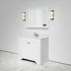Eaton Carrara Marble Floorstanding Vanity Unit (Matte White) 1000mm -LUSSOSTONE Shop eaton carrara marble floorstanding vanity unit matte white 1000mm p3760 18764 zoom