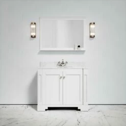 Eaton Carrara Marble Floorstanding Vanity Unit (Matte White) 1000mm