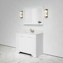 Eaton Carrara Marble Floorstanding Vanity Unit (Matte White) 1000mm -LUSSOSTONE Shop eaton carrara marble floorstanding vanity unit matte white 1000mm p3760 18766 zoom