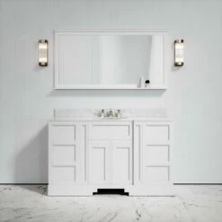 Eaton Carrara Marble Floorstanding Vanity Unit (Matte White) 1400mm -LUSSOSTONE Shop eaton carrara marble floorstanding vanity unit matte white 1400mm p3763 22674 zoom
