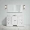 Eaton Carrara Marble Floorstanding Vanity Unit (Matte White) 1400mm -LUSSOSTONE Shop eaton carrara marble floorstanding vanity unit matte white 1400mm p3763 22675 zoom