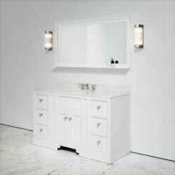 Eaton Carrara Marble Floorstanding Vanity Unit (Matte White) 1400mm -LUSSOSTONE Shop eaton carrara marble floorstanding vanity unit matte white 1400mm p3763 22676 zoom