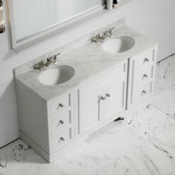 Eaton Carrara Marble Floorstanding Vanity Unit (Matte White) 1600mm -LUSSOSTONE Shop eaton carrara marble floorstanding vanity unit matte white 1600mm p3761 22685 zoom
