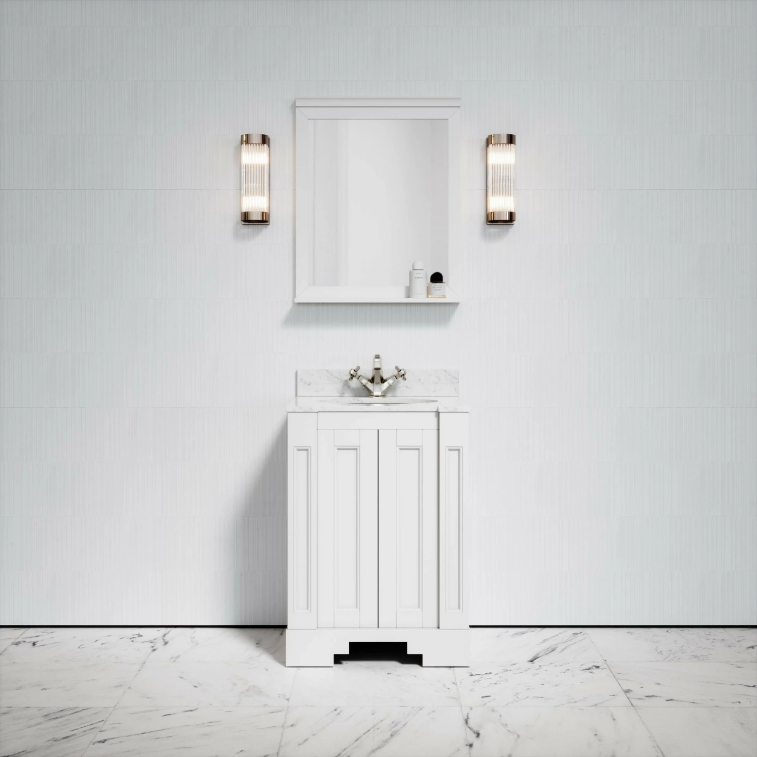 Eaton Carrara Marble Floorstanding Vanity Unit (Matte White) 600mm 7 Eaton Carrara Marble Floorstanding Vanity Unit (Matte White) 600mm - Image 5