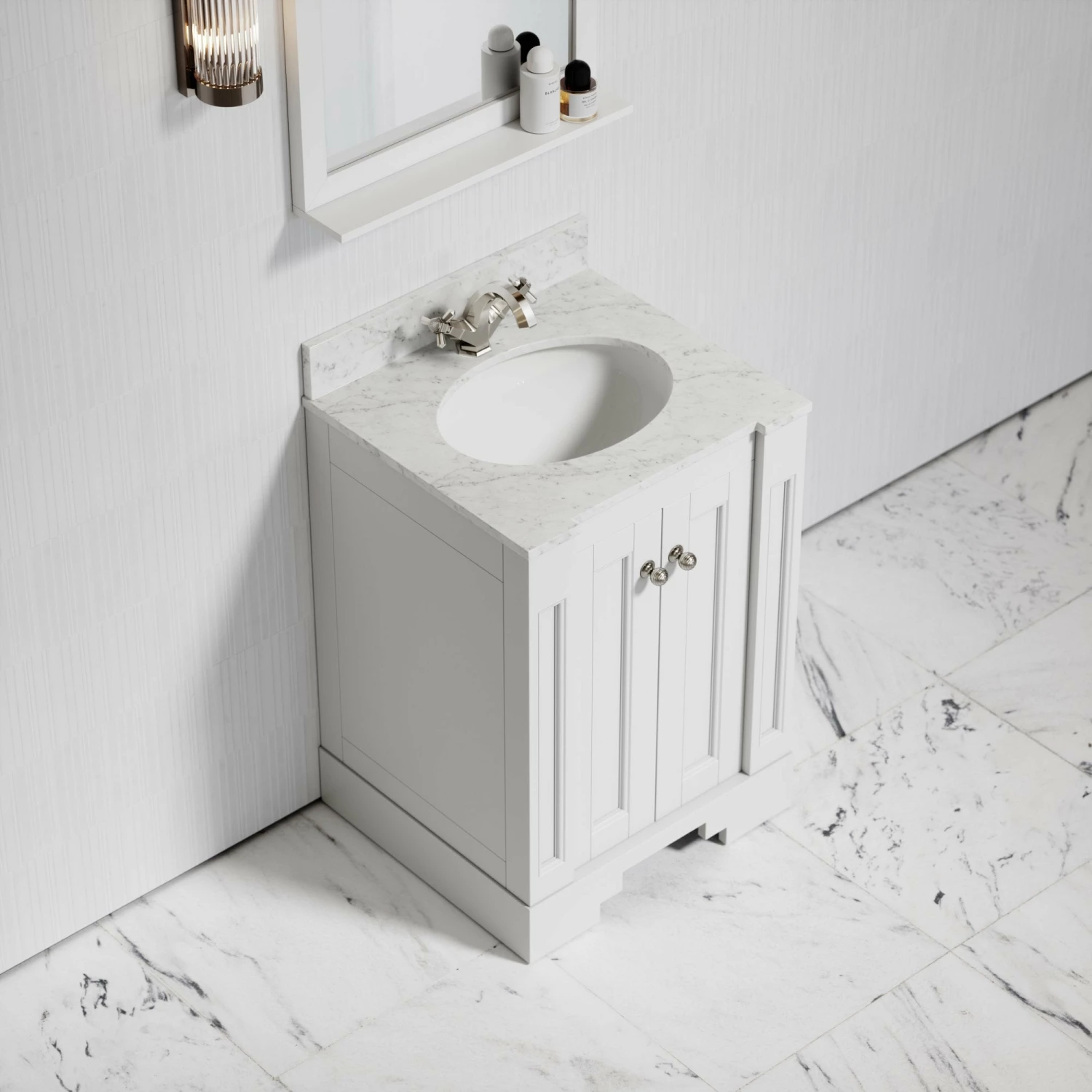 Eaton Carrara Marble Floorstanding Vanity Unit (Matte White) 600mm 5 Eaton Carrara Marble Floorstanding Vanity Unit (Matte White) 600mm - Image 3