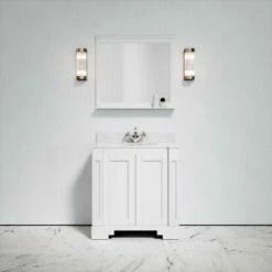 Eaton Carrara Marble Floorstanding Vanity Unit (Matte White) 800mm -LUSSOSTONE Shop eaton carrara marble floorstanding vanity unit matte white 800mm p3759 18540 zoom