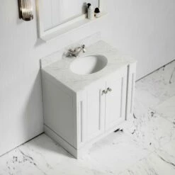 Eaton Carrara Marble Floorstanding Vanity Unit (Matte White) 800mm -LUSSOSTONE Shop eaton carrara marble floorstanding vanity unit matte white 800mm p3759 18542 zoom
