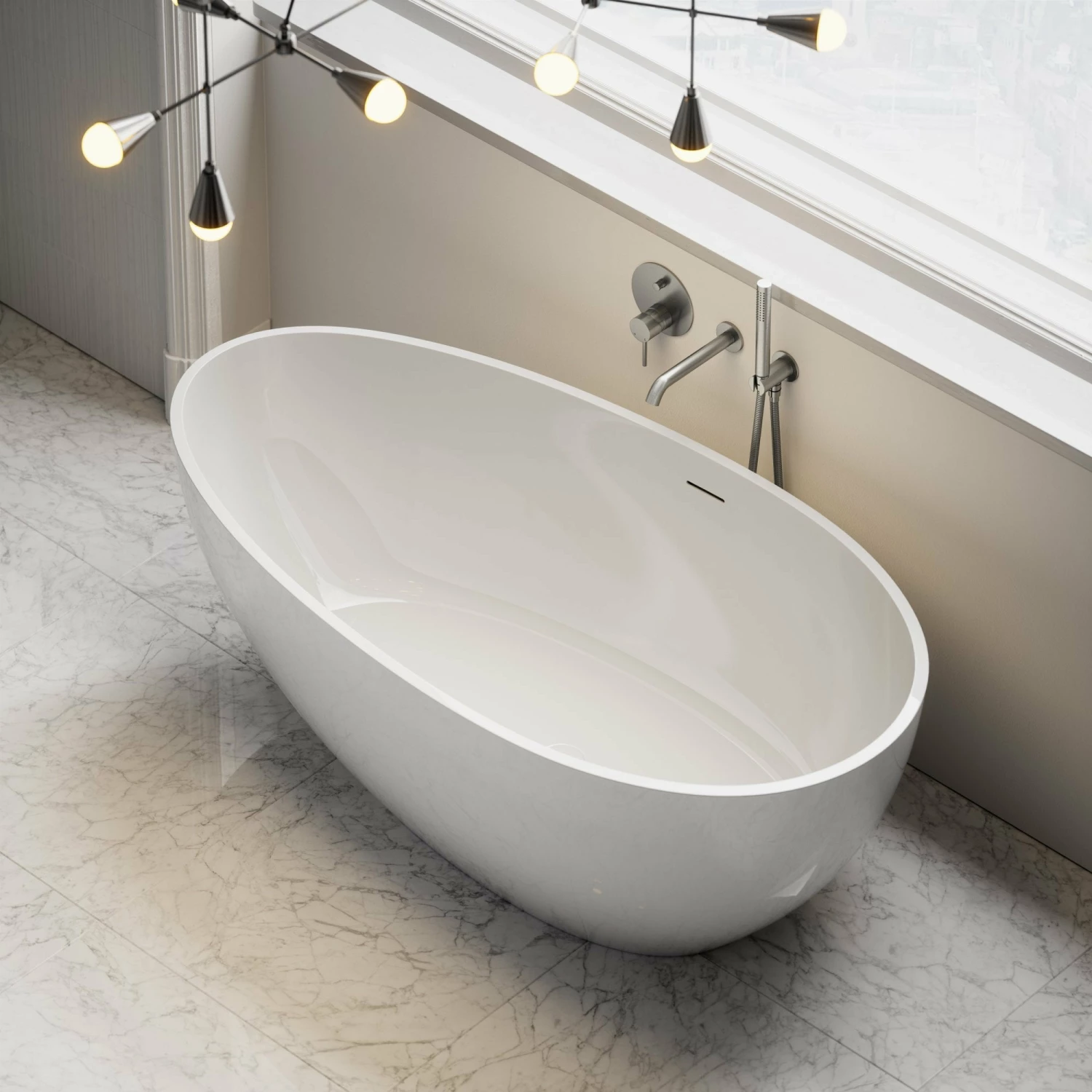 Egg Shell Freestanding Mini Stone Bath 1500mm 6 Egg Shell Freestanding Mini Stone Bath 1500mm - Image 4