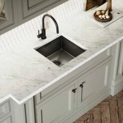 Elegance Pull Out Kitchen Mixer Tap & Vello Undermount Sink Black Gunmetal -LUSSOSTONE Shop elegance pull out kitchen mixer tap vello undermount sink black gunmetal p5844 36307 zoom