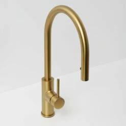 Elegance Pull Out Kitchen Mixer Tap & Vello Undermount Sink In Brushed Gold -LUSSOSTONE Shop elegance pull out kitchen mixer tap vello undermount sink in brushed gold p4926 26637 zoom