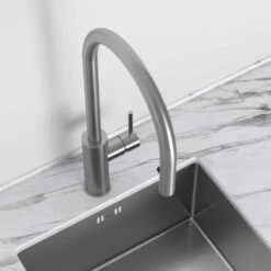 Elegance Pull Out Kitchen Mixer Tap & Vello Undermount Sink In Stainless