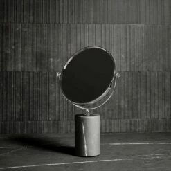 Elera Chrome & Pietra Grey Marble Table Top Cosmetic Mirror