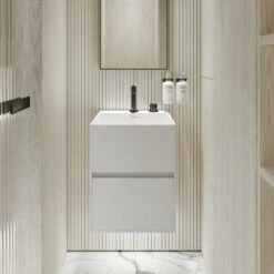 Ethos Vanity Unit With Stone Basin (Matte White 400mm)