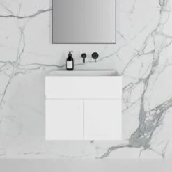Ethos Vanity Unit With Stone Basin (Matte White 600mm) 13 Ethos Vanity Unit With Stone Basin (Matte White 600mm) -LUSSOSTONE Shop ethos vanity unit with stone basin matte white 600mm p2014 11855 image