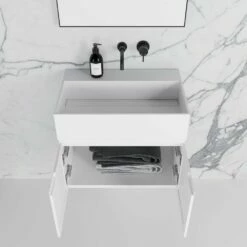 Ethos Vanity Unit With Stone Basin (Matte White 600mm) 14 Ethos Vanity Unit With Stone Basin (Matte White 600mm) -LUSSOSTONE Shop ethos vanity unit with stone basin matte white 600mm p2014 11856 image