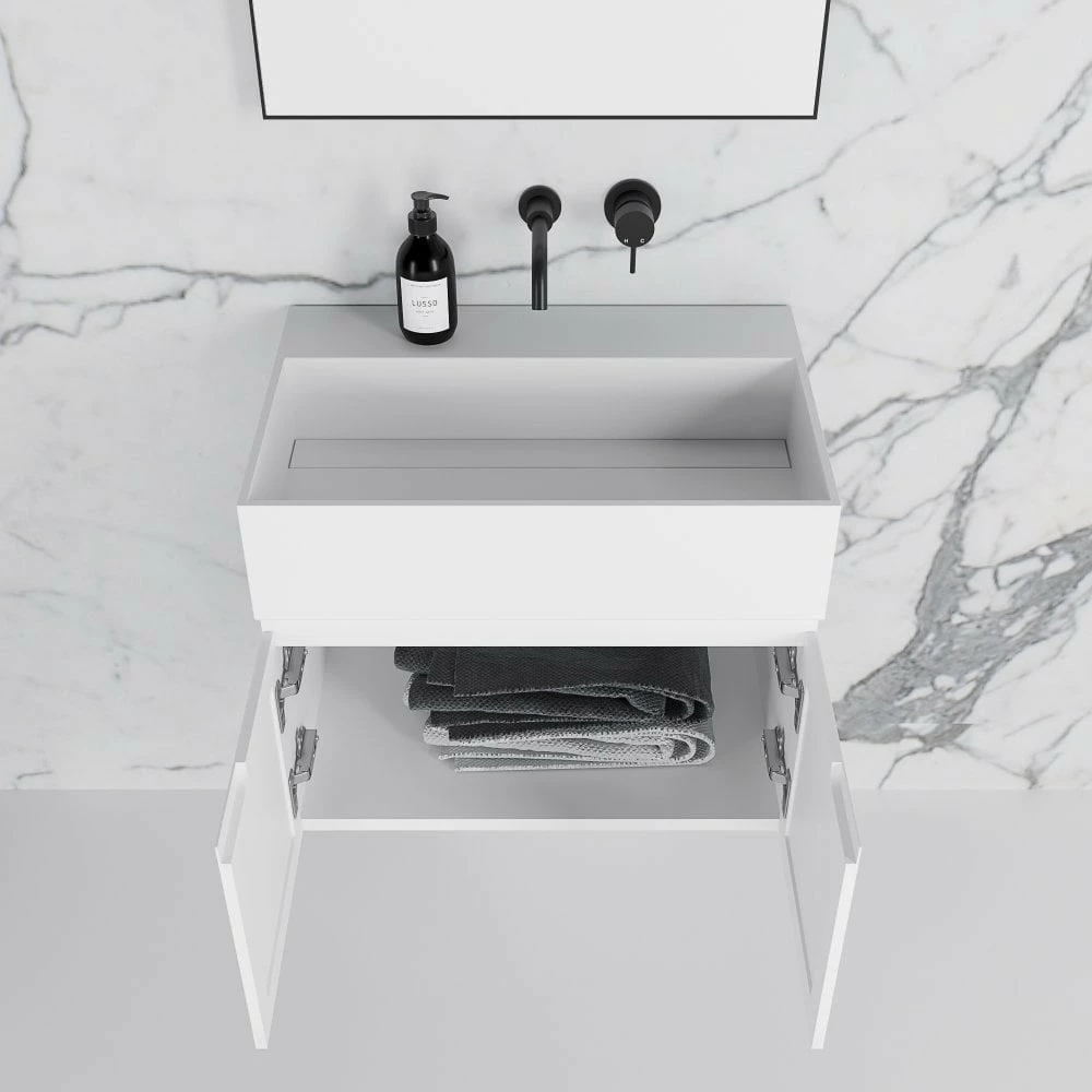 Ethos Vanity Unit With Stone Basin (Matte White 600mm) 7 Ethos Vanity Unit With Stone Basin (Matte White 600mm) - Image 5