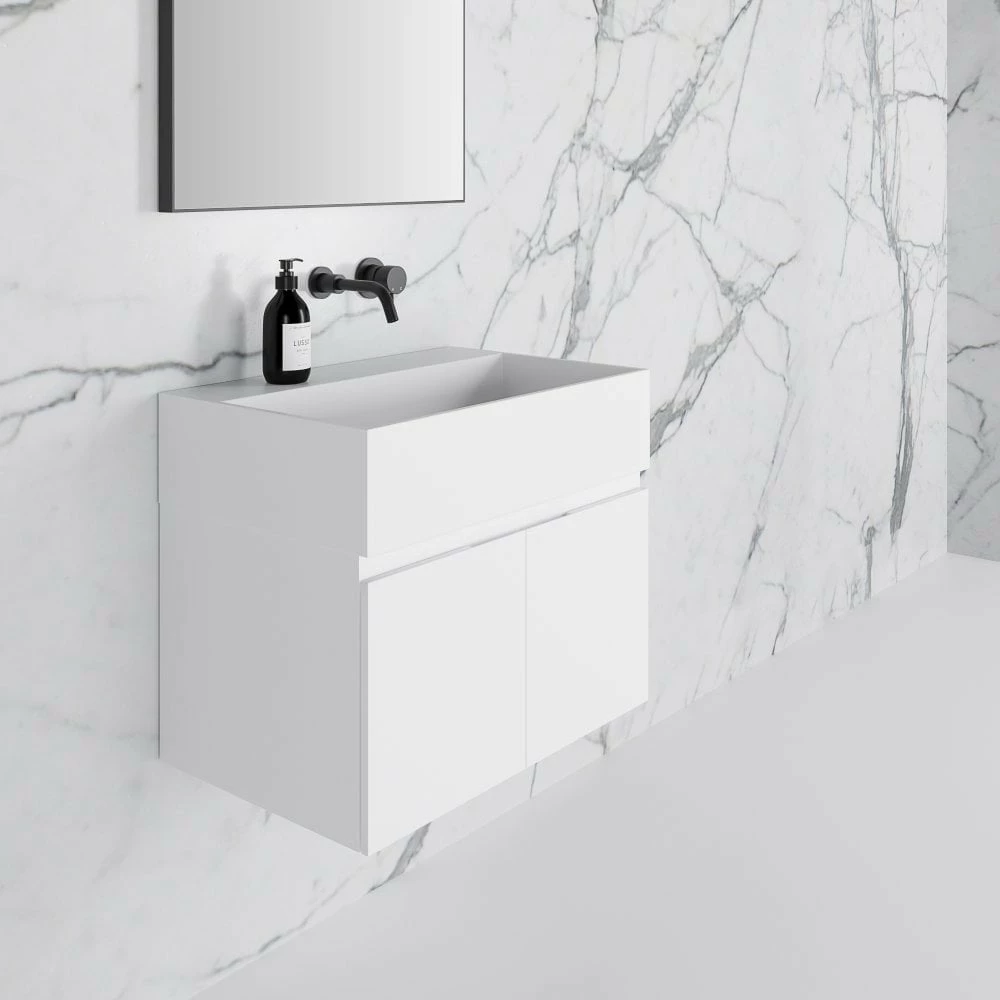 Ethos Vanity Unit With Stone Basin (Matte White 600mm) 8 Ethos Vanity Unit With Stone Basin (Matte White 600mm) - Image 6