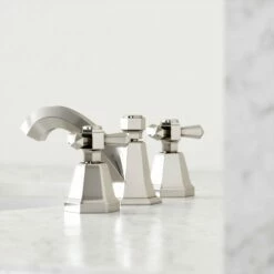 Eton Polished Nickel Deck Mounted 3-Hole Basin Mixer Tap -LUSSOSTONE Shop eton polished nickel deck mounted 3 hole basin mixer tap p3871 20956 zoom