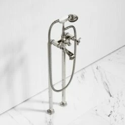 Eton Polished Nickel Freestanding Bath Shower Tap -LUSSOSTONE Shop eton polished nickel freestanding bath shower tap p3874 21023 zoom