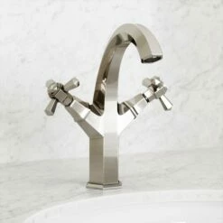 Eton Polished Nickel Tall Basin Mixer Tap -LUSSOSTONE Shop eton polished nickel tall basin mixer tap p3870 20952 zoom