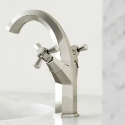 Eton Polished Nickel Tall Basin Mixer Tap -LUSSOSTONE Shop eton polished nickel tall basin mixer tap p3870 20953 zoom