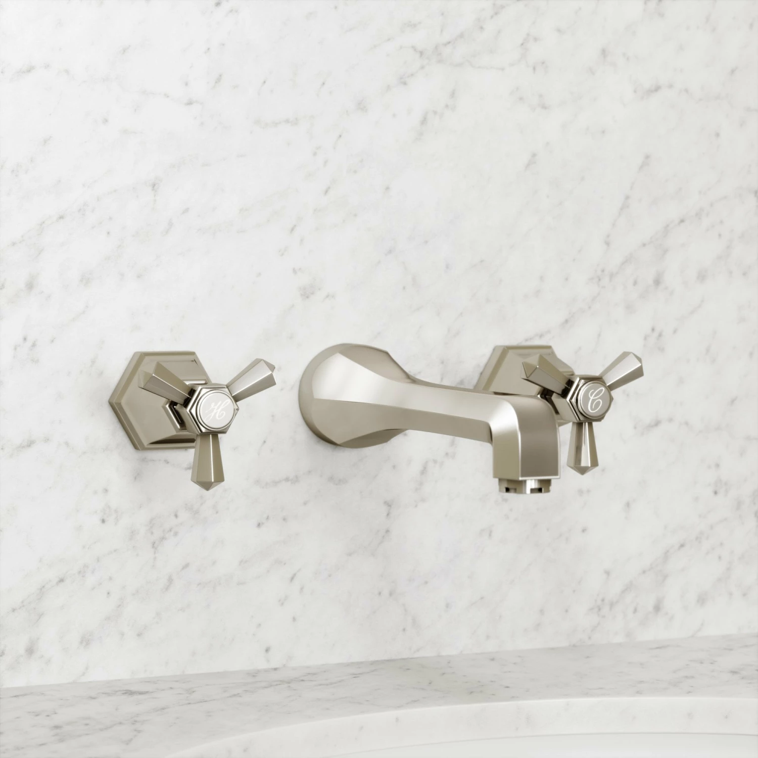 Eton Polished Nickel Wall Mounted Basin Mixer Tap 3 Eton Polished Nickel Wall Mounted Basin Mixer Tap