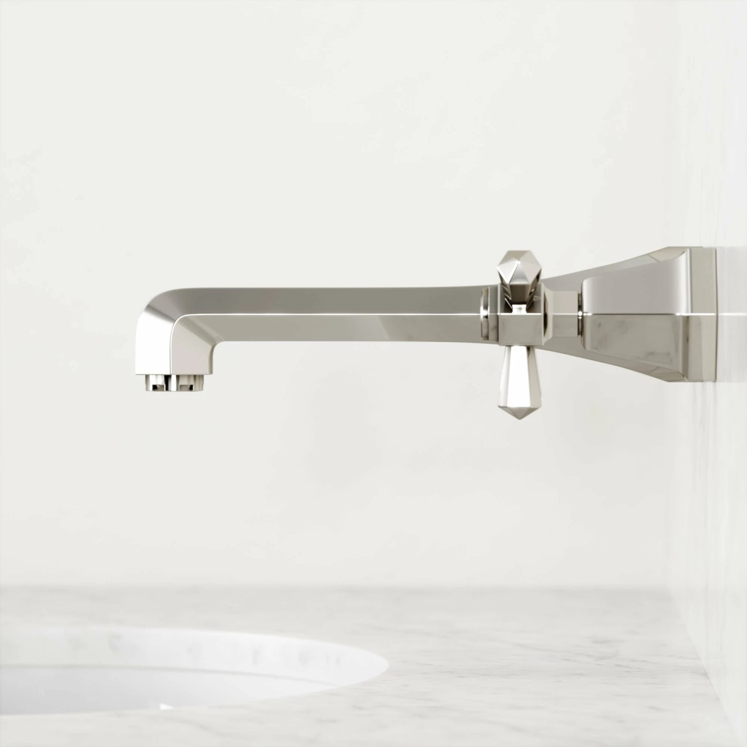 Eton Polished Nickel Wall Mounted Basin Mixer Tap 5 Eton Polished Nickel Wall Mounted Basin Mixer Tap - Image 3