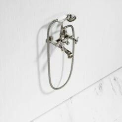 Eton Polished Nickel Wall Mounted Bath Shower Tap -LUSSOSTONE Shop eton polished nickel wall mounted bath shower tap p3873 21020 zoom