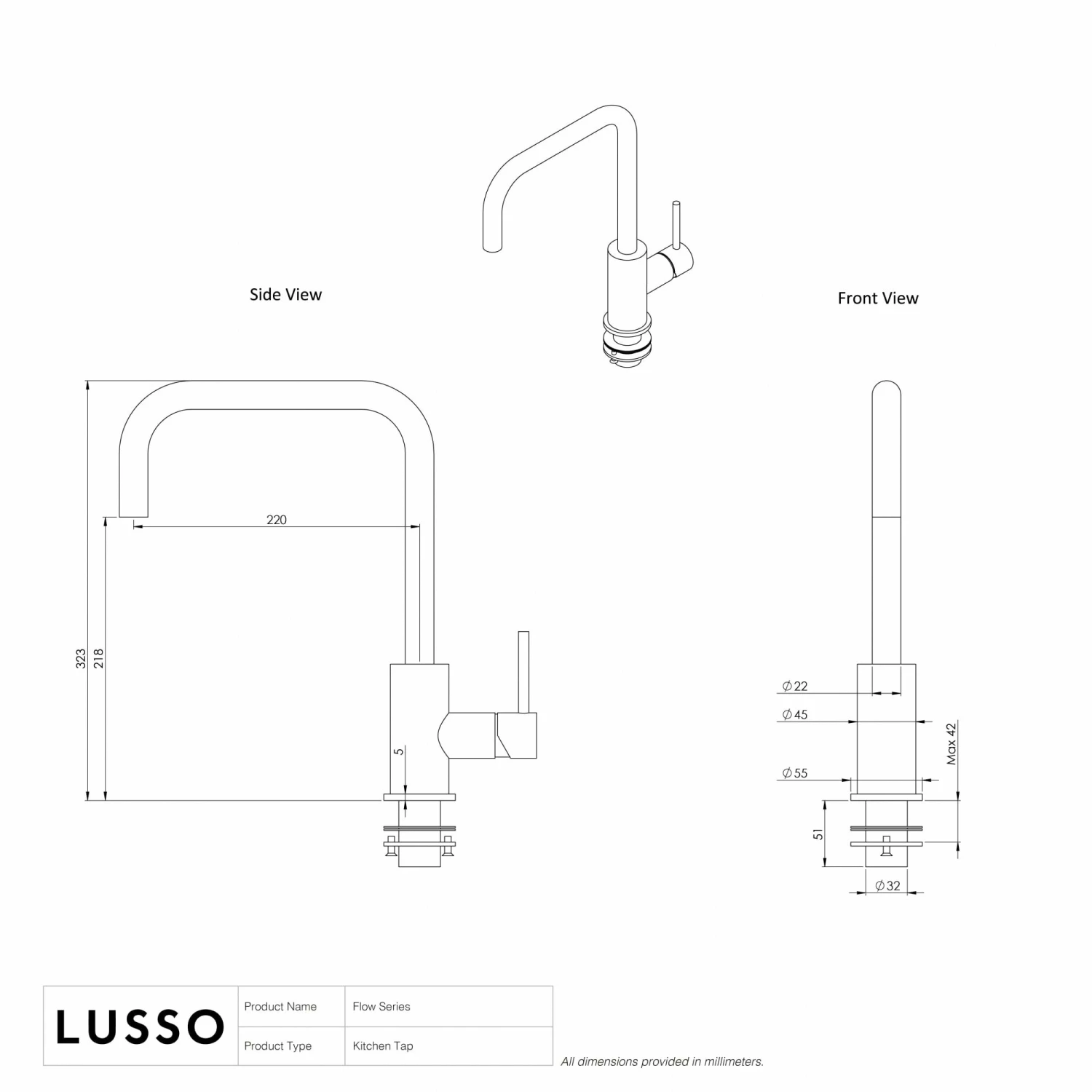 Flow Single Lever Kitchen Mixer Tap Brushed Gold 8 Flow Single Lever Kitchen Mixer Tap Brushed Gold - Image 6