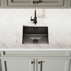 Flow Single Lever Kitchen Mixer Tap & Vello Undermount Sink Black Gunmetal -LUSSOSTONE Shop flow single lever kitchen mixer tap vello undermount sink black gunmetal p5846 36316 zoom