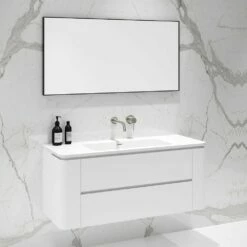 Fontane Vanity Unit With Stone Basin (Matte White 1200mm) -LUSSOSTONE Shop fontane vanity unit with stone basin matte white 1200mm p1907 11715 image