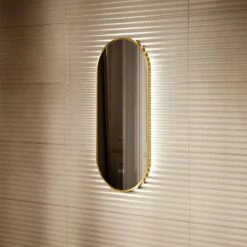 Glamora Brushed Gold Mirror With Natural White LED Light And Demister 380mm