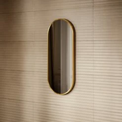 Glamora Brushed Gold Mirror With Natural White LED Light And Demister 380mm -LUSSOSTONE Shop glamora brushed gold mirror with natural white led light and demister 380mm p6491 40647 zoom