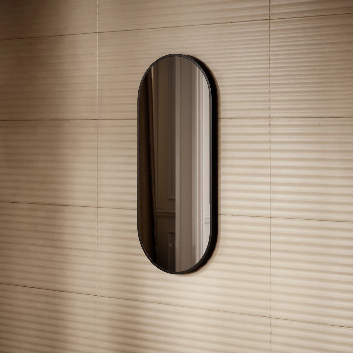 Glamora Matte Black Mirror With Natural White LED Light And Demister 380mm 4 Glamora Matte Black Mirror With Natural White LED Light And Demister 380mm - Image 2