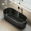 Hutton Freestanding Matte & Polished Black Bath 1600mm 1 Hutton Freestanding Matte & Polished Black Bath 1600mm -LUSSOSTONE Shop hutton freestanding matte polished black bath 1600mm p4665 26485 zoom