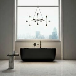 Hutton Freestanding Matte & Polished Black Bath 1600mm -LUSSOSTONE Shop hutton freestanding matte polished black bath 1600mm p4665 26486 zoom