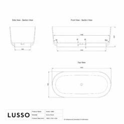 Hutton Freestanding Matte & Polished Black Bath 1600mm -LUSSOSTONE Shop hutton freestanding matte polished black bath 1600mm p4665 41647 zoom