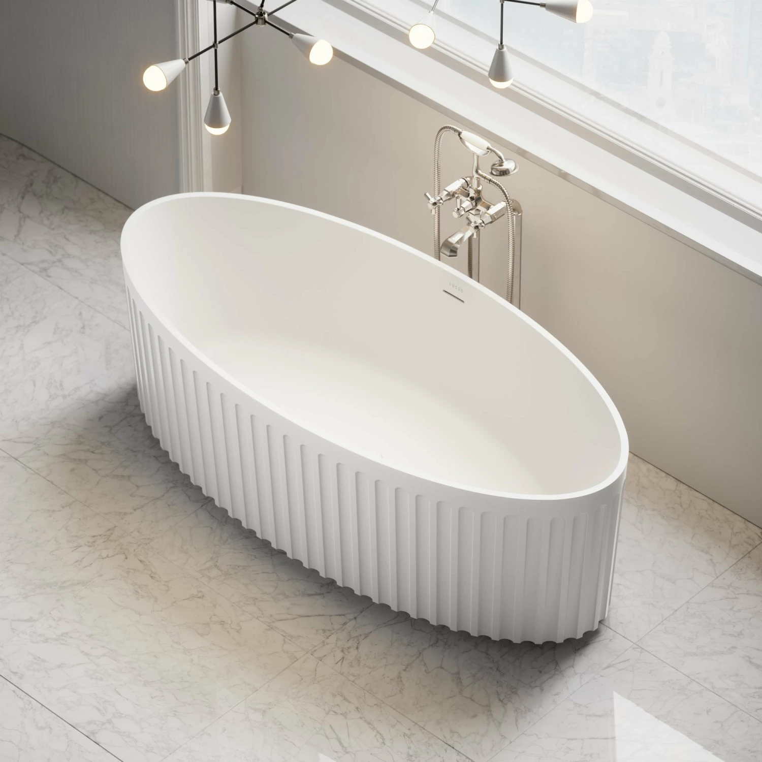 Jadore I Freestanding Fluted Stone Bath Matte Finish 1700mm 4 Jadore I Freestanding Fluted Stone Bath Matte Finish 1700mm - Image 2