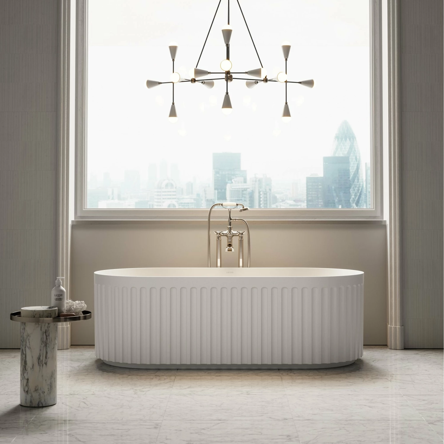 Jadore II Freestanding Fluted Stone Bath Matte Finish 1700mm 3 Jadore II Freestanding Fluted Stone Bath Matte Finish 1700mm