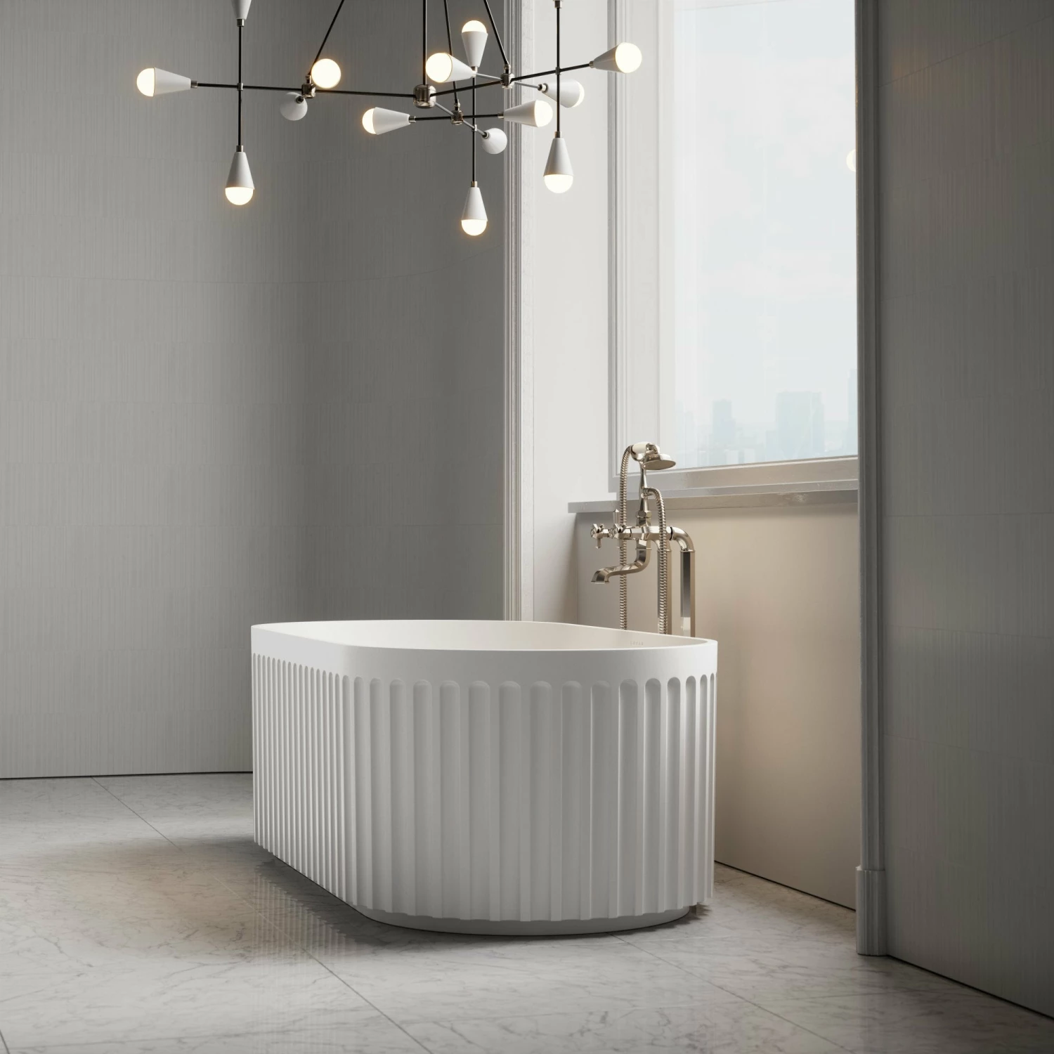 Jadore II Freestanding Fluted Stone Bath Matte Finish 1700mm 5 Jadore II Freestanding Fluted Stone Bath Matte Finish 1700mm - Image 3