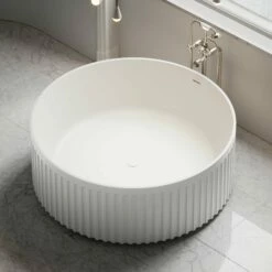Jadore III Freestanding Fluted Stone Bath Matte Finish 1500mm