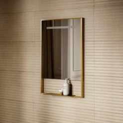 Levante Brushed Gold Mirror With Natural White LED Light And Demister 600mm -LUSSOSTONE Shop levante brushed gold mirror with natural white led light and demister 600mm p6477 40671 zoom