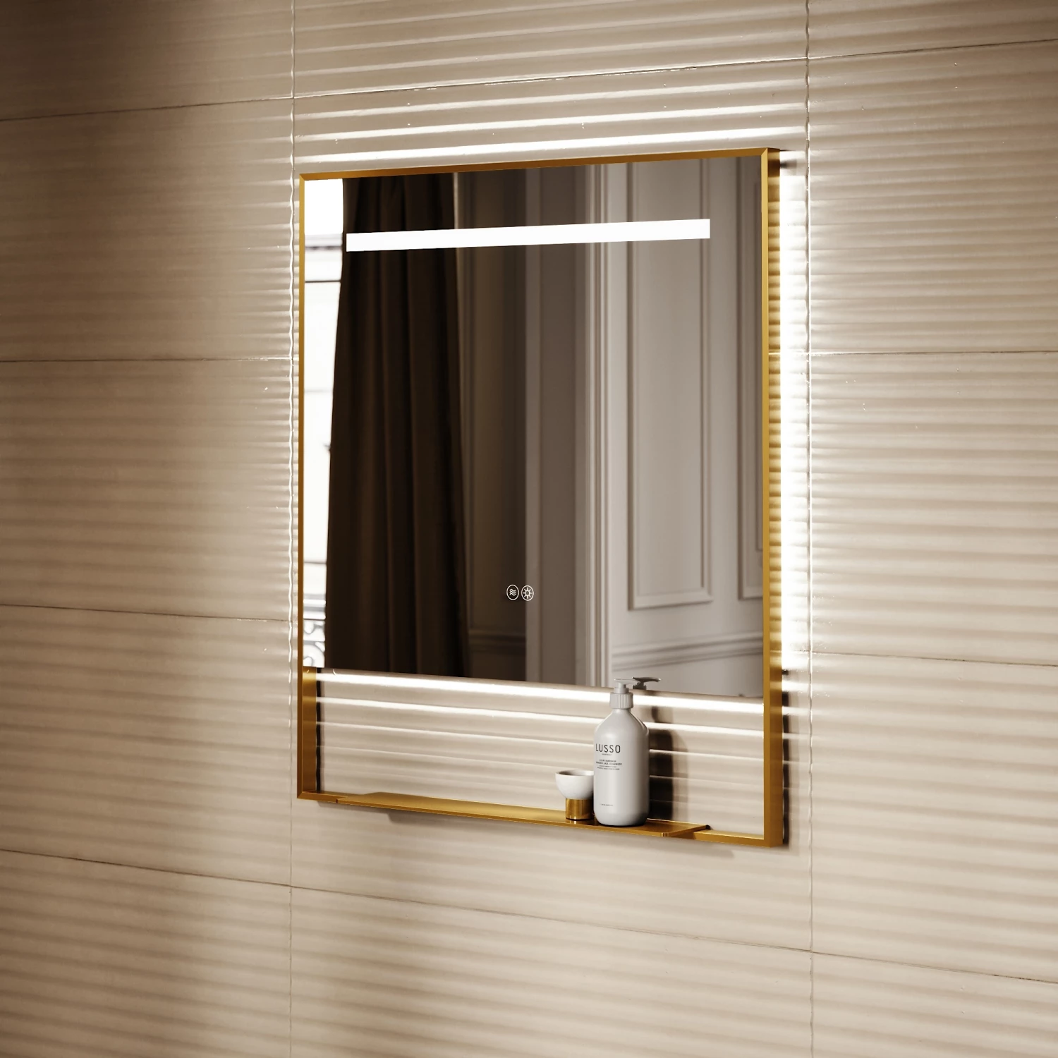 Levante Brushed Gold Mirror With Natural White LED Light And Demister 800mm 3 Levante Brushed Gold Mirror With Natural White LED Light And Demister 800mm