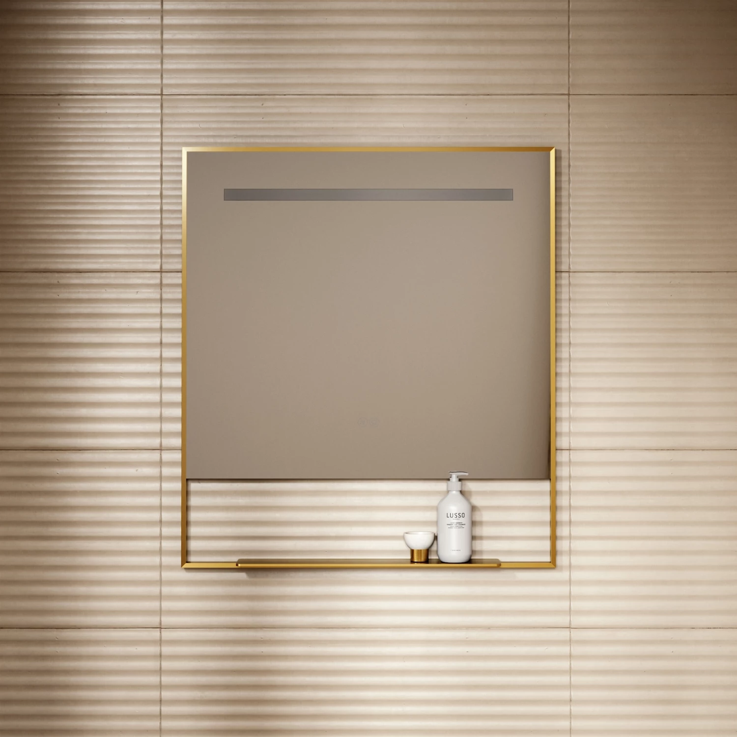 Levante Brushed Gold Mirror With Natural White LED Light And Demister 800mm 4 Levante Brushed Gold Mirror With Natural White LED Light And Demister 800mm - Image 2