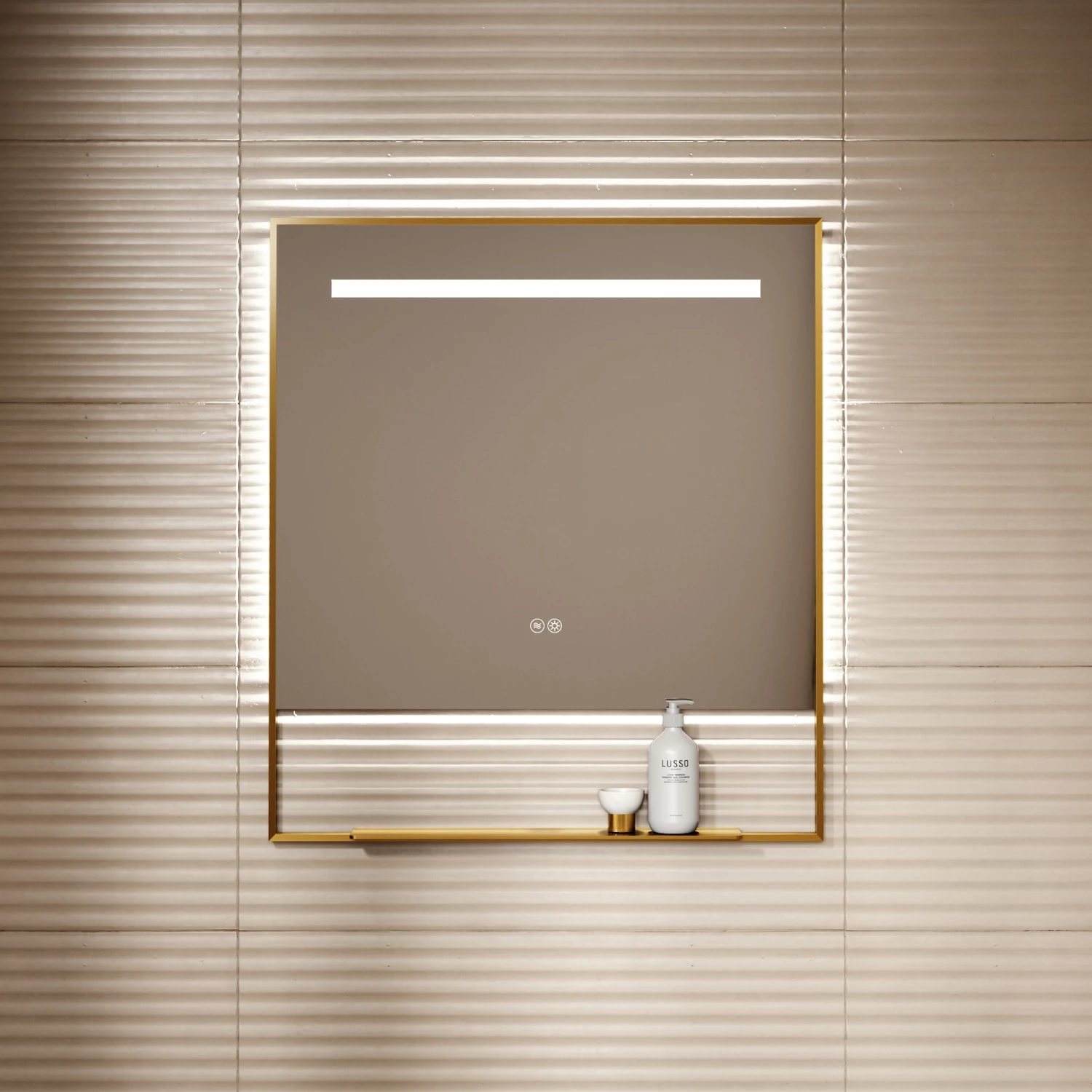 Levante Brushed Gold Mirror With Natural White LED Light And Demister 800mm 5 Levante Brushed Gold Mirror With Natural White LED Light And Demister 800mm - Image 3